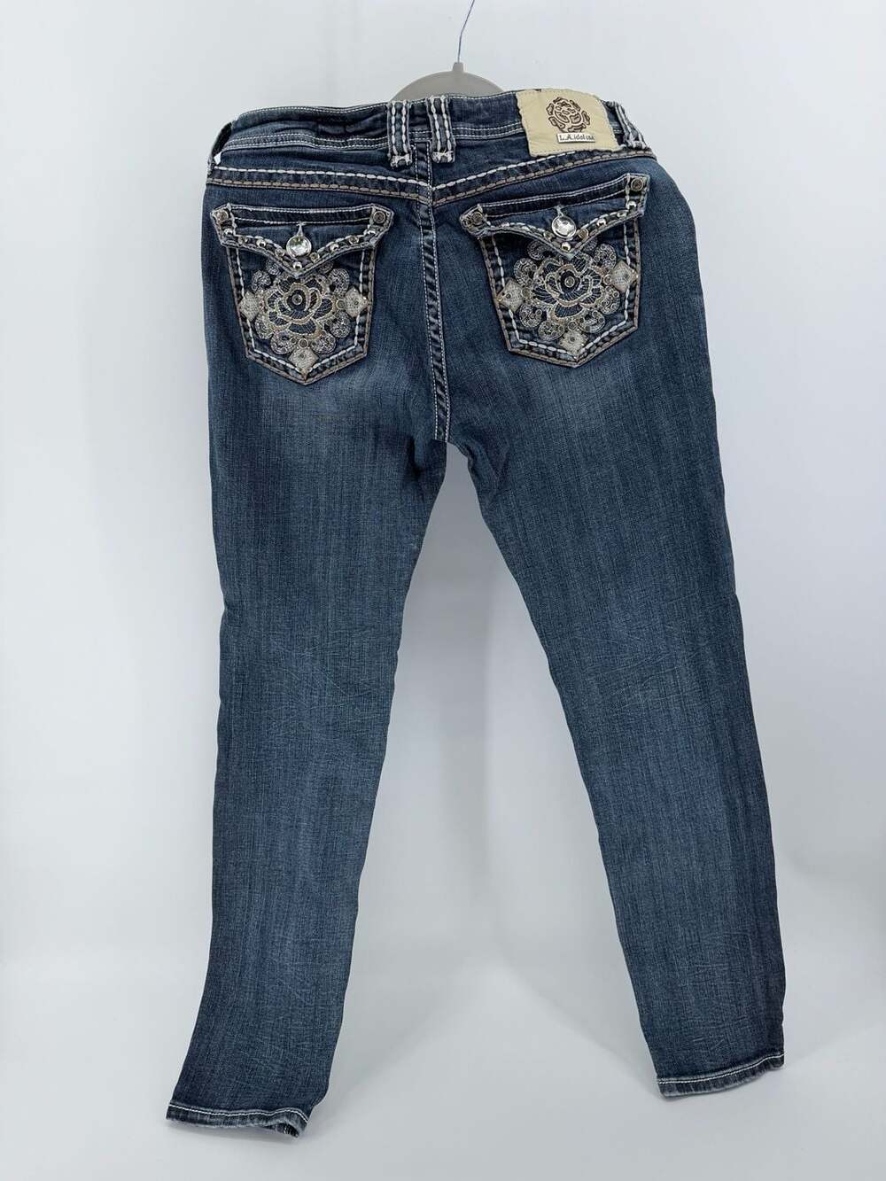 L.A. Idol Jeans Size 9 W31 Embellished Rhinestone Flap Pocket Y2K Western